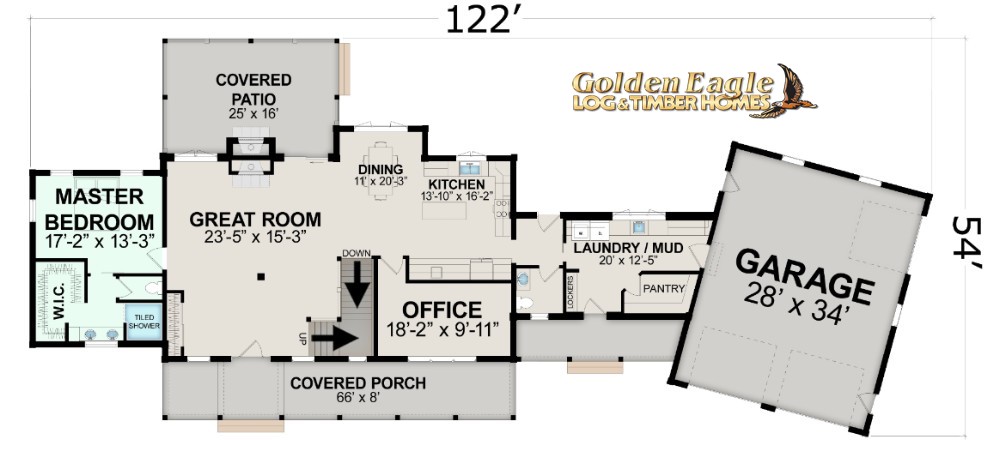 Golden Eagle Farmhouse Log Cabin Floor Plan First Floor Layout