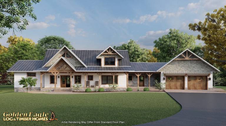 Golden Eagle Farmhouse Log Cabin Floor Plan Rendering_1