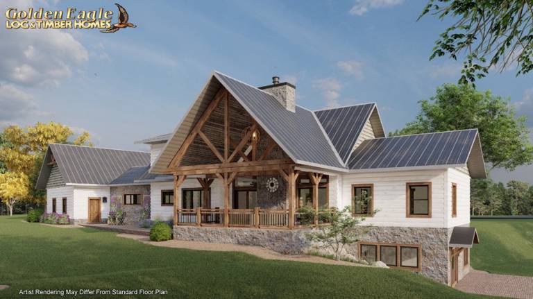 Golden Eagle Farmhouse Log Cabin Floor Plan Rendering_3