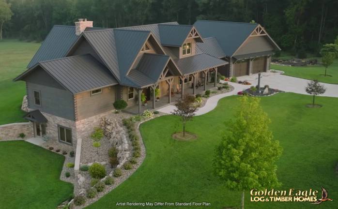 Golden Eagle Farmhouse Log Cabin Floor Plan Rendering_7