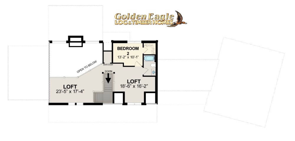Golden Eagle Farmhouse Log Cabin Floor Plan Second Floor Layout