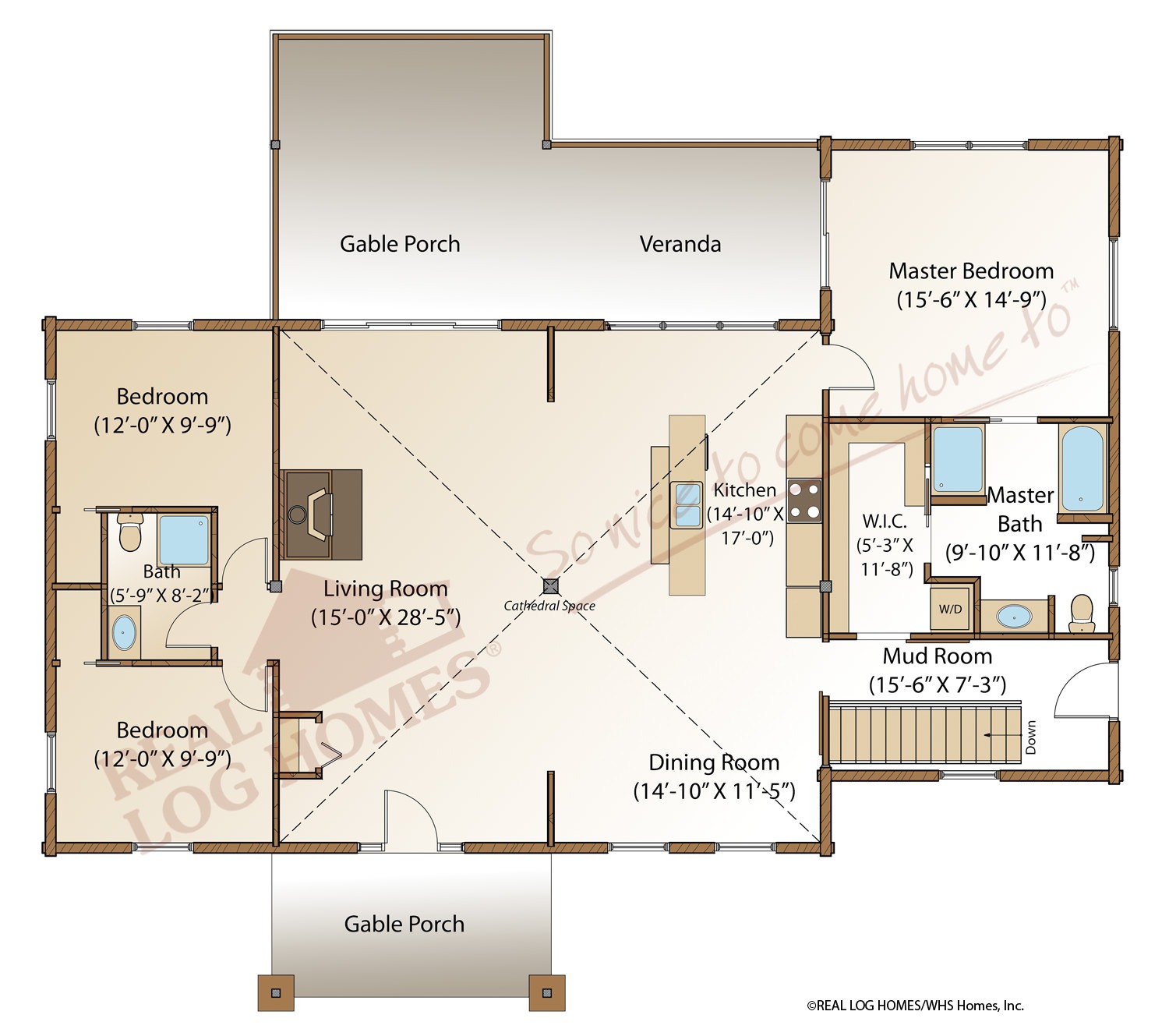 Real Log Homes Ridgeview Ranch Floor Plan