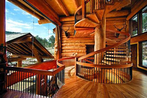 log home staircases